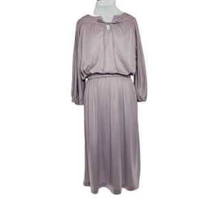 70s Silky Purple Dress Disco Queen Sz 16 - 18